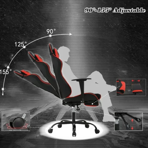 Ghế gaming chuẩn game thủ hàng xuất khẩu AMA-MA007 bọc da cao cấp chịu tải lớn 150kg và ngả lưng thư giãn có chân gác nằm
