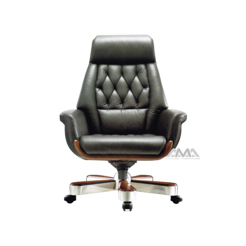 ghế giám đốc bọc da ốp gỗ AMA-ST-A19