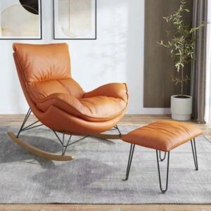 Ghế thư giãn Relax chair đọc sách ngoài trời ban công không gian giải trí hiện đại có chân bập bênh và đôn kê chân khung gỗ sắt kết cấu nhẹ dễ di chuyển được AMA Furniture nhập khẩu
