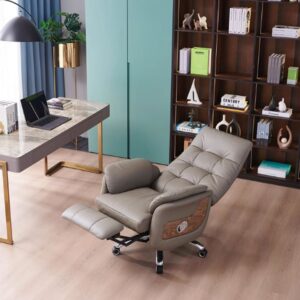 Ghế làm việc thư giãn ngả lưng tự động với nút bấm và có cục rung massage phần dựa lưng giúp thư giãn thoải mái với thiết kế sang trọng khung gỗ Plywood đẳng cấp mang đến không gian làm việc đúng chất AMA FURNITURE