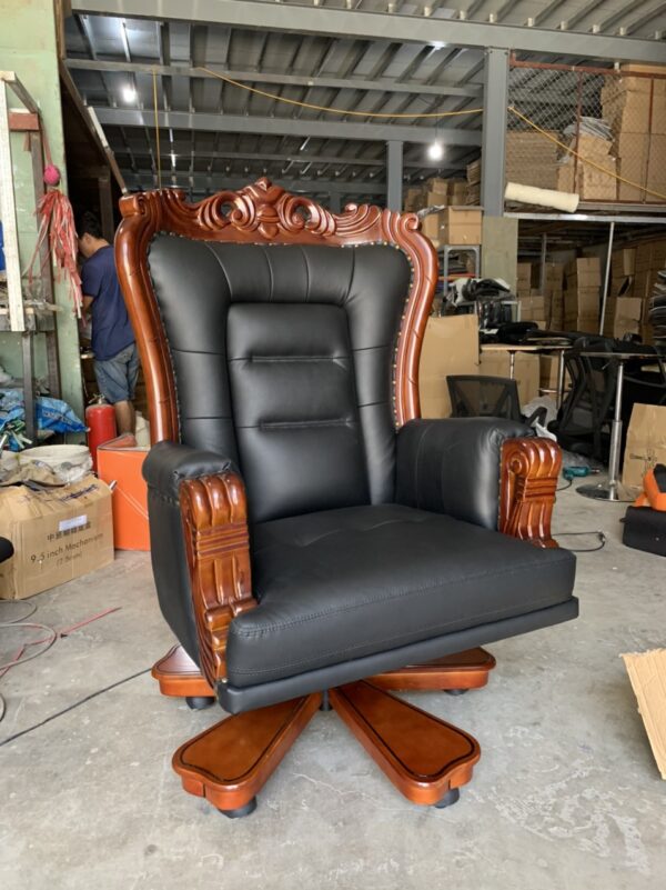 Ghế chủ tịch gỗ bọc da cao cấp AMA FURNITURE gỗ tự nhiên và da thật đẳng cấp