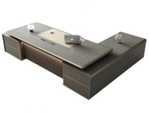 Bàn giám đốc bàn làm việc cao cấp với thiết kế hiện đại đa năng ổ khoá số bảo mật mặt bàn chống trầy xước có đèn Led và viền nhôm cao cấp được nhập khẩu bởi AMA Furniture