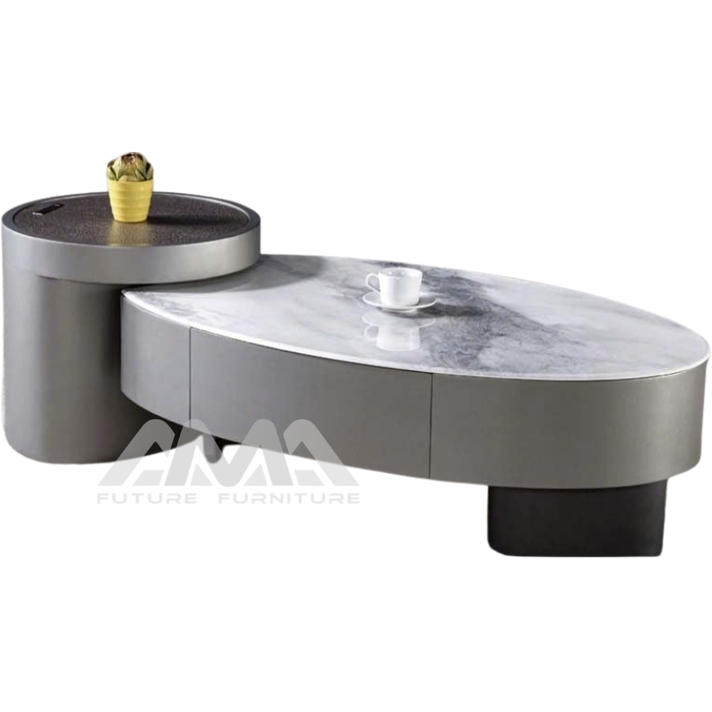 MT-FC-13 Bàn Trà Mặt Kính 3D Vân Đá