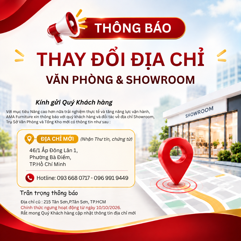 AMA Furniture thông báo thay đổi địa chỉ văn phòng và showroom